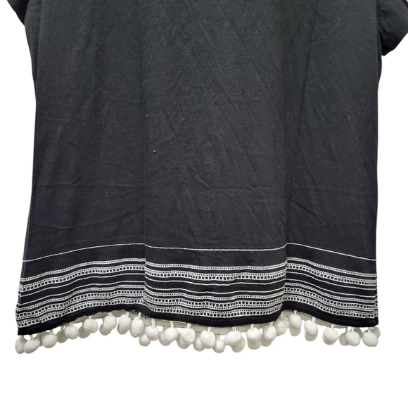 Lauren Ralph Lauren Short Sleeve W/Pom Pom Fringe Blouse Women's Size XL - Picture 5 of 9